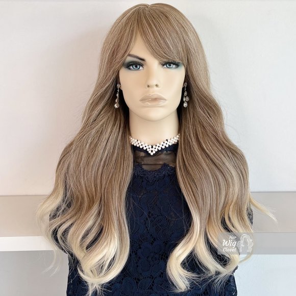 Ash Blonde Wavy Wig With Bangs | April - Picture 5 of 12